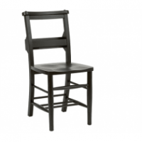Dark wood church side chair with a solid beech contoured seat, solid beech back, and bible box.