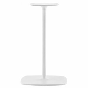 Stylus square table base in white. Minimalist table with square base and top. Modern furniture.