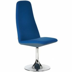 Blue Viggen swivel chair with chrome base. Modern office or home seating.