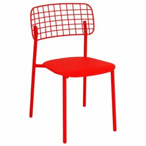 Red Lyze side chair with grid back. Modern furniture for home or office.