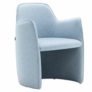 Light blue Kesy-14 armchair. Modern upholstered accent chair. Interior design seating.