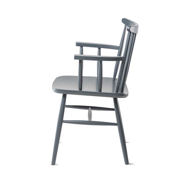 Side view of gray B-1102 armchair featuring a wooden frame, back, and seat. Upholstered seat pad is optional.