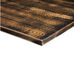 Close-up of a Wood Distressed Wash Top. Solid ash, 25mm thick with a wenge base and RAL 9010 wash.