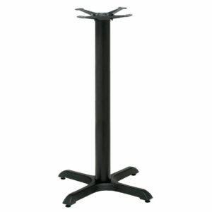Black metal Durham poseur table base with a four-legged base and a four-pronged top.