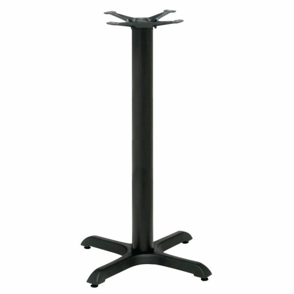 Black metal Durham poseur table base with a four-legged base and a four-pronged top.