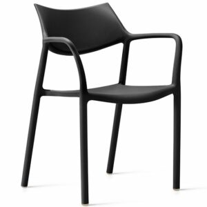 Modern black Splash Armchair. Polypropylene frame, stackable design. Outdoor chair.