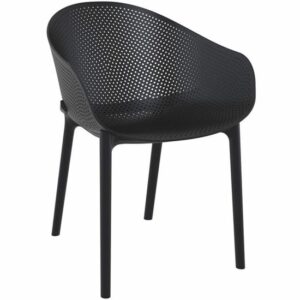 Black Sky Armchair. Polypropylene shell with a perforated design. Outdoor furniture.