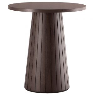 Dark wood Cordoba dining table with a round top and a fluted, conical base. Beech frame suitable for 800di tops.