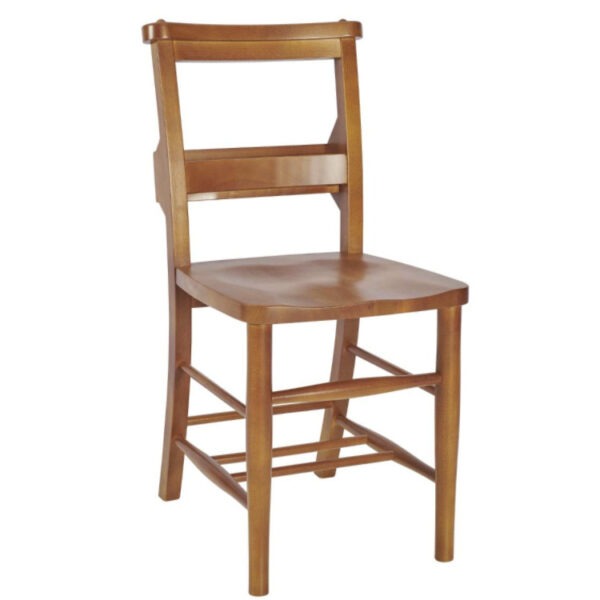 Front view of a wood-framed Aviana side chair with a light brown finish.