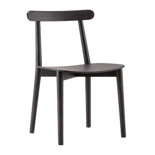 Front view of the wood frame Elissa W side chair in black.