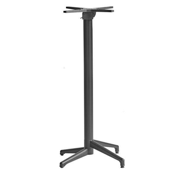 Matte black Durance poseur table base with adjustable feet. Aluminum and polypropylene construction. Indoor/outdoor use.