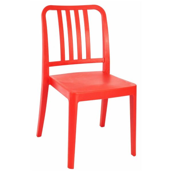 Red Antalya side chair, made of polypropylene. Outdoor furniture, non-stackable.
