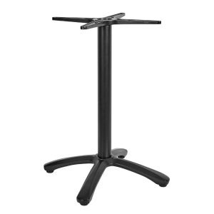 Black Naples dining table base with a metal frame. Features a four-pronged base and top.