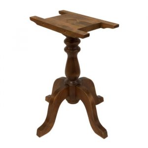 Solid beech wood Sidney dining table base. Pedestal style with a dark wood finish and a square top for attaching a round table.