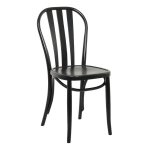Black Thonet Side Chair with bentwood frame, seat and back. Stackable: No. Frame Material: Wood.