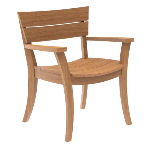 Front view of a wooden Sorrento Armchair. The frame, seat, and back are made of wood.