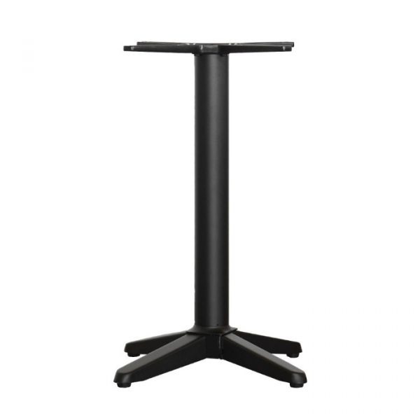 Front view of the black steel No Rock trail small dining table base.