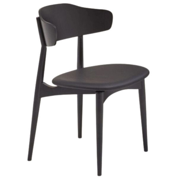 Black Flow side chair with a wooden frame and upholstered seat pad.