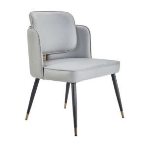 Upholstered light gray Jumbo barstool with a metal frame and black legs with gold accents.