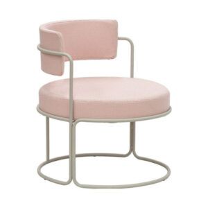 Upholstered Paradiso lounge chair in pink with metal frame, suitable for outdoor use.