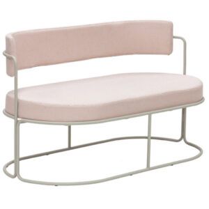 Pale pink Paradiso sofa with a metal frame. Upholstered seat and back. Suitable for outdoor use.