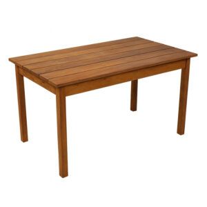 Iroko dining table angled view, perfect for hotels, restaurants and outdoor dining settings.