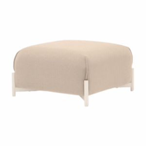 Workplace furniture, Beige Linka Corner Sofa ottoman with metal frame, upholstered seat, and soft rounded edges, isolated on white background.