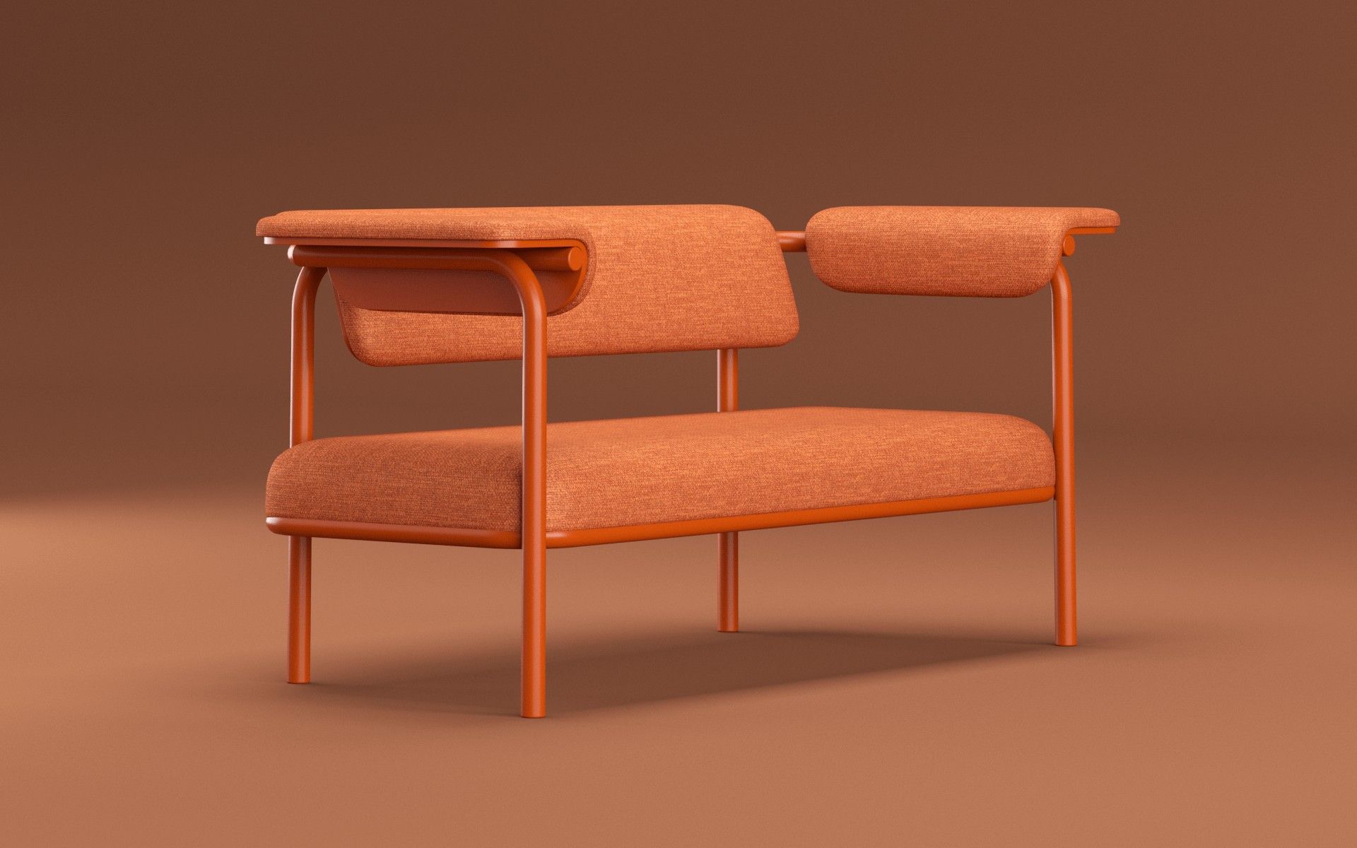 SEDE Collection sustainable contract furniture: orange armchair for hotels, restaurants, and workplaces.