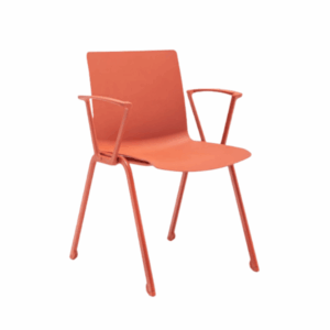 Afi S Barstool in coral. Angled view showcasing the metal frame, polypropylene seat and backrest, ideal for commercial spaces.