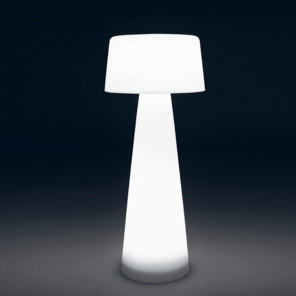 Modern Time Out Floor Lamp. White, cylindrical base and lampshade. Contemporary lighting solution for stylish interiors.
