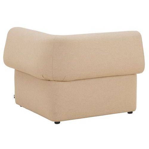 Angled view of the Bold Corner Module featuring a beige upholstered finish, perfect for modern commercial spaces.