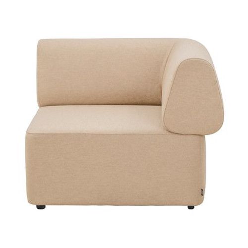 Beige Bold Corner Module, a modern upholstered seating element with a rounded armrest, perfect for modular living room designs.
