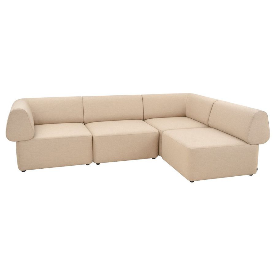 Beige Bold Corner Sofa with modular design, upholstered in fabric, perfect for commercial lounge, hotel, healthcare, and workplace furniture.
