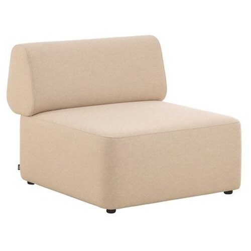 Angled view of a beige Bold Straight Module showing its upholstered frame and rounded back, perfect for modern spaces.