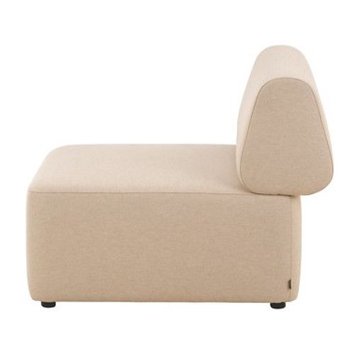 Side view of a beige upholstered Bold Straight Module, showcasing its modular design and comfortable, modern style.