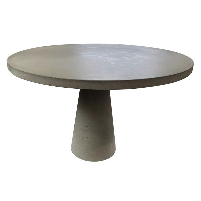 Modern Concrete Dining Table with a round tabletop and conical base, showcasing minimalist design and durable material.