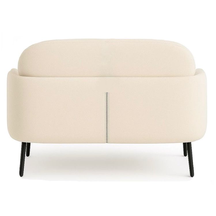 Rear view of the Soffio Sofa in cream upholstery with black metal legs. Contemporary design for commercial lounge areas.