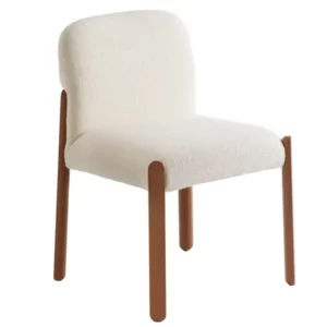 Baba Side Chair in cream upholstery with a solid wood frame, showcasing a comfortable and durable design.