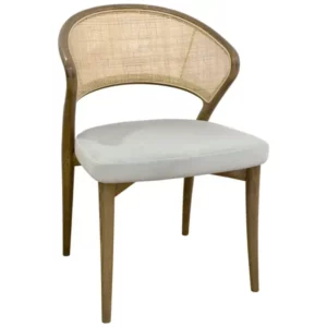 Aura Cane side chair wooden frame with cane back and upholstered seat for restaurant and hotel contract furniture