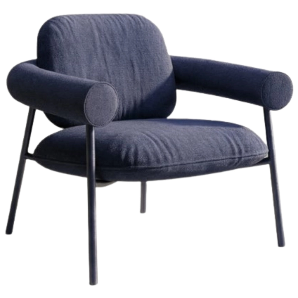 Baya Barstool with upholstered seat and back, metal frame. Modern design for hotels, cafes, and commercial spaces.