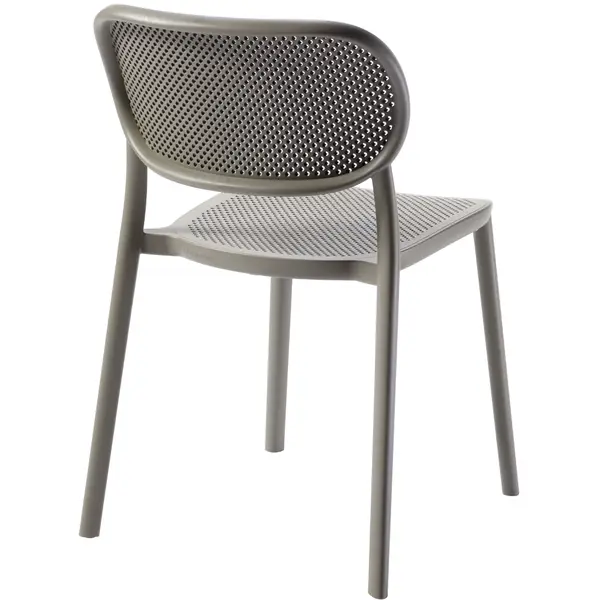 Rear view of a grey Nuta lounge chair showcasing the textured, perforated backrest design against a plain white background.