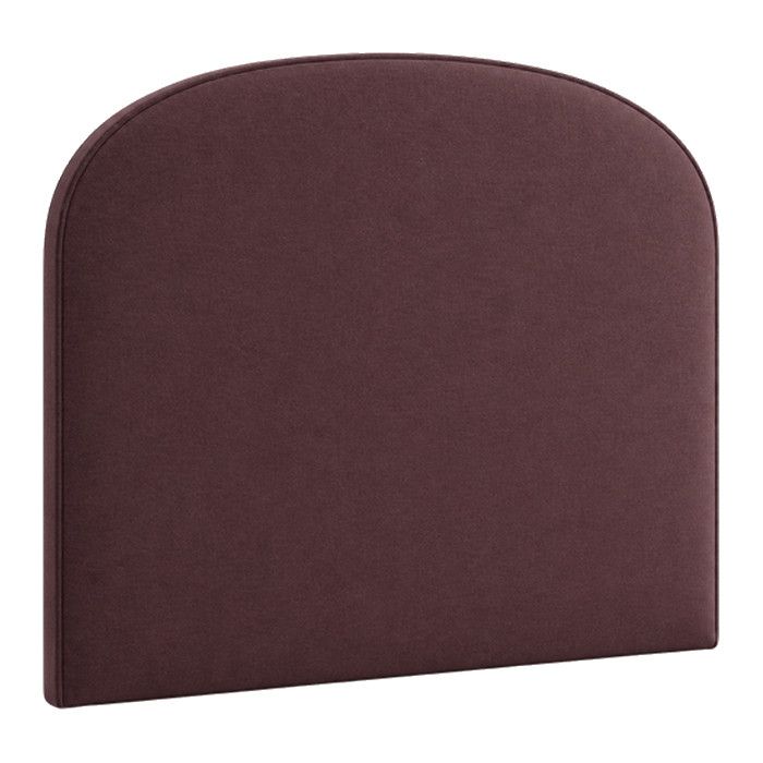 Mulberry King headboard in deep plum fabric with a rounded top and clean, contemporary upholstered finish.