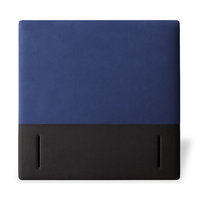 Twin Pillar headboard in a two-tone blue and black fabric with a flat, modern rectangular design.