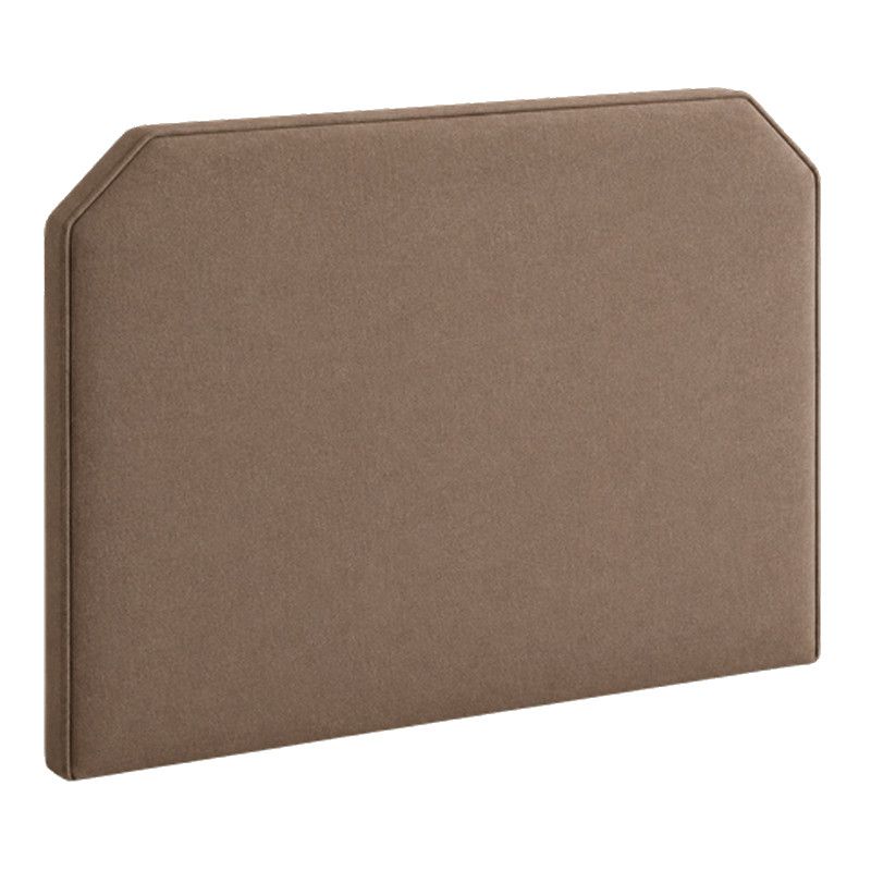 Rowan Small Single Headboard in a brown fabric with a clean, contemporary clipped-corner design, isolated on white.