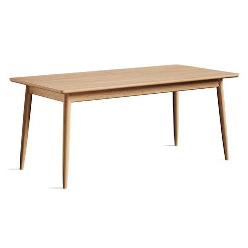 Toscano rectangular dining table featuring a minimalist light oak wooden top and tapered four-legged frame.