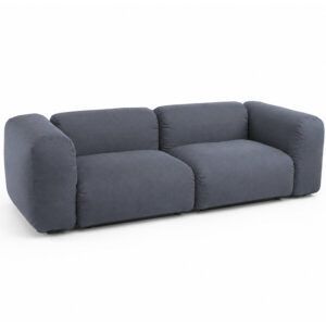 Yak 2-seater modular outdoor sofa in dark grey fabric with a soft, rounded, deep-cushioned design on a white background.