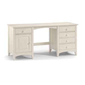 Cameo dressing table in a cream finish with one door and five drawers, shown from a front-facing perspective.