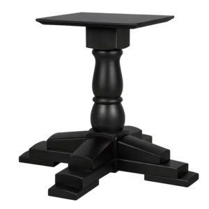Black Cannon wooden dining table base with a turned pedestal column and a sturdy four-footed foundation.
