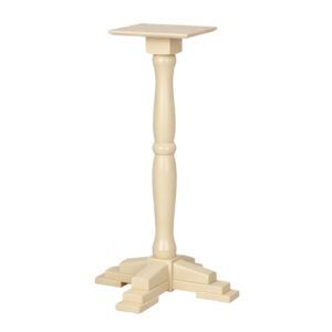 Cannon Poseur Table Base in light wood with a turned column, square top plate, and stable four-footed pedestal design.