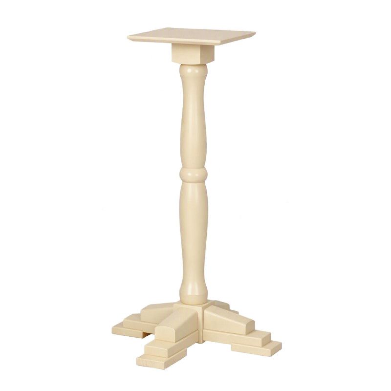 Cannon Poseur Table Base in light wood with a turned column, square top plate, and stable four-footed pedestal design.